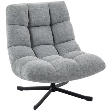 Draaibare loungestoel, brede zitting - Chenille | Kleur: Grijs | Afmetingen: 75x95x90 cm