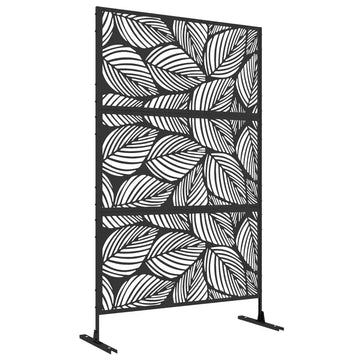 Metalen privacyscherm voor tuin - Bladeren | Kleur: Zwart | Afmetingen: 122x45x198 cm