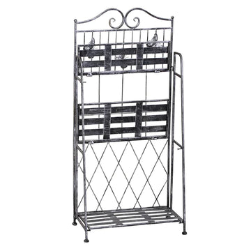 3-laags plantenrek - Metalen plantenstandaard | Kleur: Zilvergrijs | Afmetingen: 25x44x96 cm