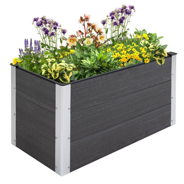 Plantenbak - Verhoogde plantenbak voor balkon en tuin | Kleur: Grijs | Afmetingen: 50x100x50 cm