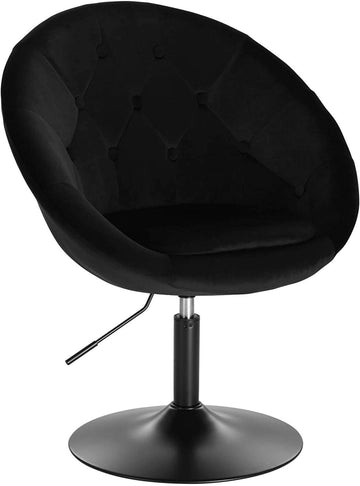 Verstelbare loungestoel met armleuningen, fluweel | Zwart | 46x44x81-93 cm