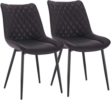 Set van 2 eetkamerstoelen met kunstleren zitting