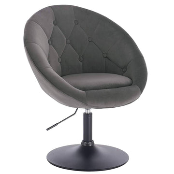 Verstelbare barkruk met armleuningen, fluweel | Donkergrijs | 46x44x81-93 cm