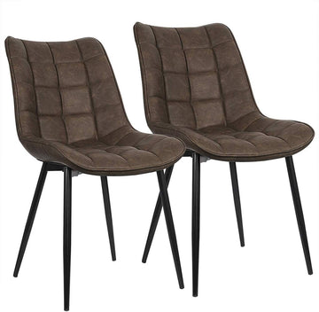 Set van 2 eetkamerstoelen met rugleuning van kunstleer en metalen poten | 46x40,5x85,5 cm