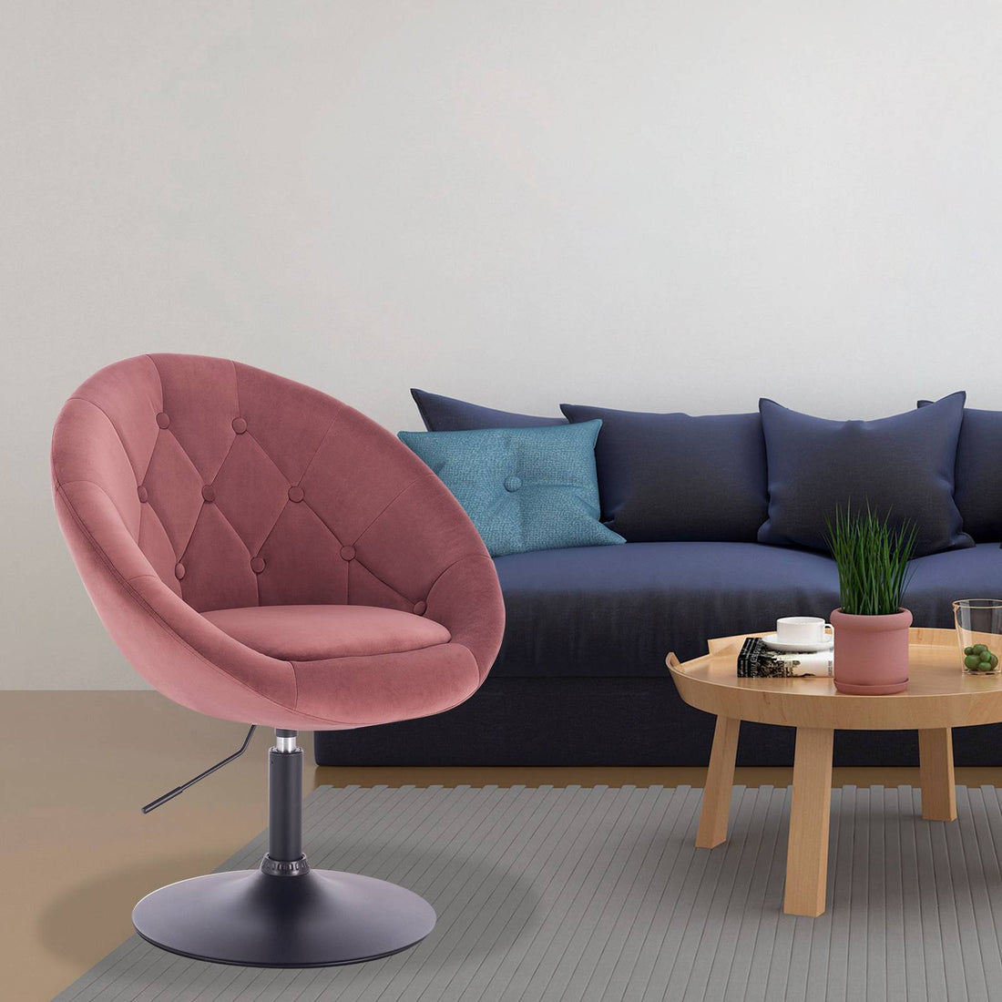 Loungestol, barpall med armstöd och justerbar höjd | Rosa