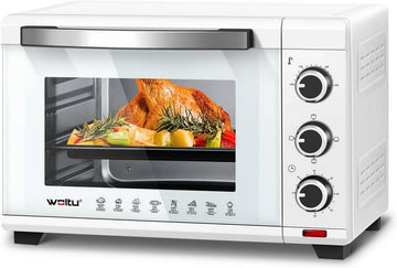 Mini-bakoven 28 L 1600 W pizzaoven 100-230 °C 3 verwarmingsstanden | Wit | 47,4x29,5x29,3 cm