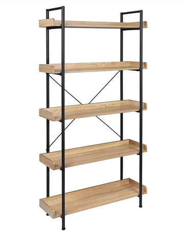 Staand rek met 5 legplanken | Licht eiken | 91x30x173 cm