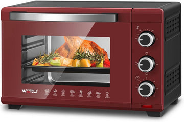Mini pizzaoven 28 L 1600 W met timer en 3 verwarmingsstanden | Rood-Zwart | 47,4x29,5x29,3 cm