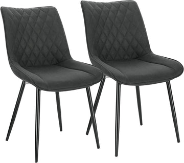 2 eetkamerstoelen van stof | Anthraciet, donkerbruin, donkergrijs | 46x40,5x85,5 cm