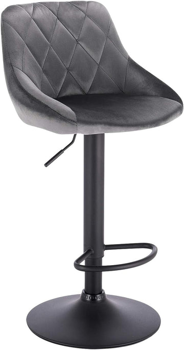 In hoogte verstelbare draaibare barkruk met fluwelen zitting | Donkergrijs | 35x38x86-106 cm