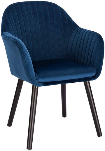 Eetkamerstoel keukenstoel woonkamerstoel van fluweel met zwarte poten | Blauw | 40x40x81 cm