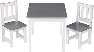 Kindertafel met 2 stoelen | Wit-grijs | 60x50x48,5 cm