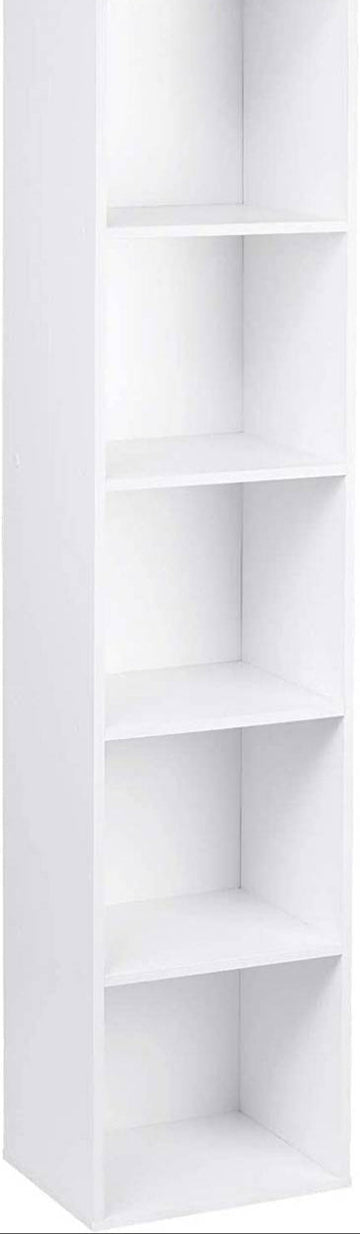 Boekenkast met 5 vakken vrijstaand kubusrek | Wit | 30x24x132 cm