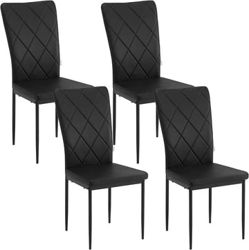 Eetkamerstoelen 4-delige set van kunstleer met hoge rugleuning | Zwart | 42x59x94,5 cm