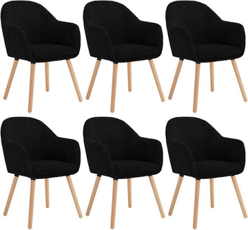 Eetkamerstoelen met armleuningen 6-delige set | Zwart | 55,5x56,5x83,5 cm