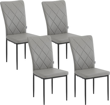 Eetkamerstoelen 4-delige set van kunstleer met hoge rugleuning | Grijs | 42x59x94.5 cm