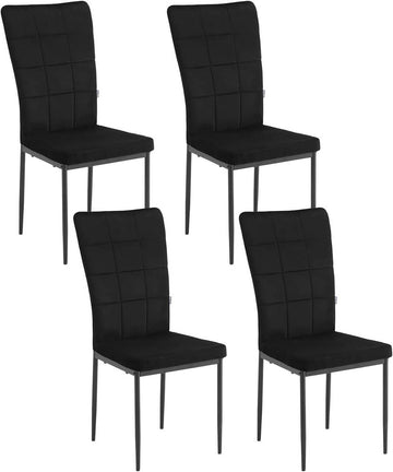 Eetkamerstoelen 4-delige set, fluweel, hoge rugleuning | Zwart | 42,5x57,5x96,5 cm