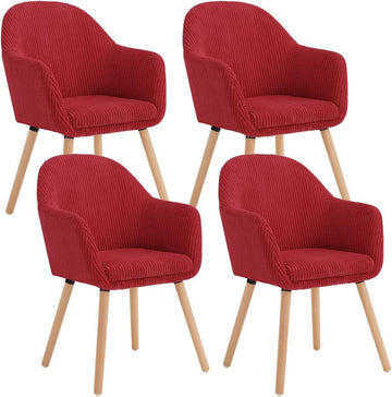 Eetkamerstoelen met armleuningen 4-delige set corduroy | Rood | 55,5x56,5x83,5 cm