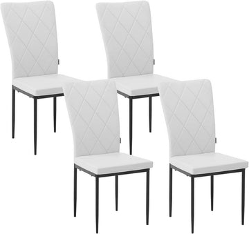 Eetkamerstoelen 4-delige set kunstleer hoge rugleuning metalen poten | Wit | 42x59x94,5 cm