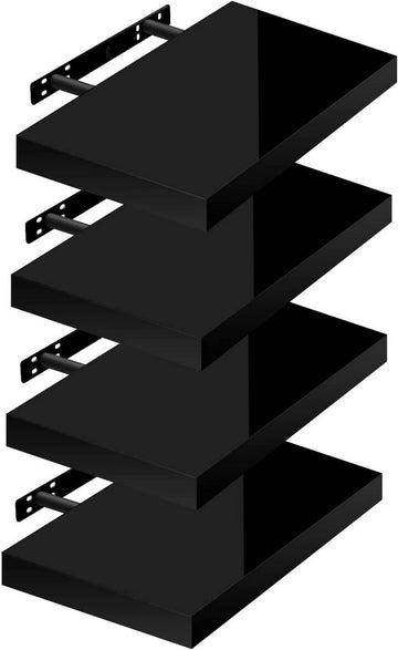Set van 4 zwevende wandplanken | Zwart | 40x22.9x3.8 cm