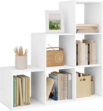 Boekenkast met 6 vakken, wit | 90x29x90 cm