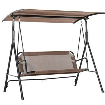 Schommelbank voor 2 personen met verstelbare luifel | Kleur: Bruin | Afmetingen: 110x172x155 cm