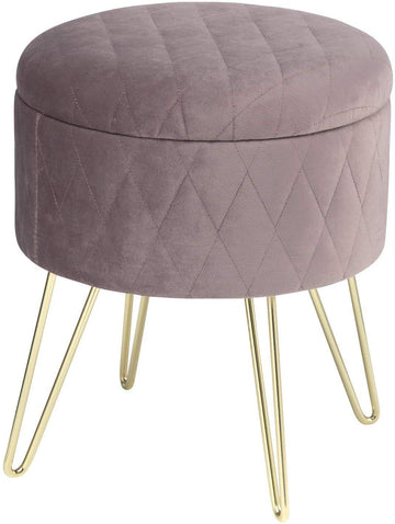 Ronde fluwelen poef met opbergruimte | 31.5x31.5x36 cm