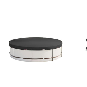 Ronde zwembadafdekking van PE met ogen en staalkabel | Grijs | 360 cm