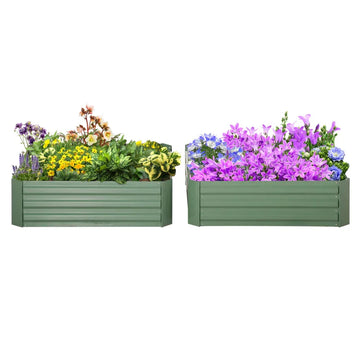 Set van 2 verhoogde plantenbakken | Kleur: Groen | Afmetingen: 100x100x30 cm
