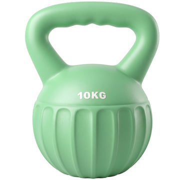 Kettlebell 10 kg voor krachttraining thuis | Kleur: Groen | Afmetingen: 21x21x27 cm