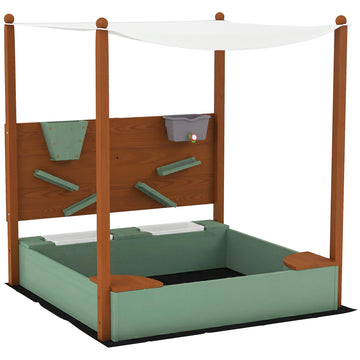 Zandbak met zonnedak voor kinderen | Kleur: Groen | Afmetingen: 112.5x116x128 cm
