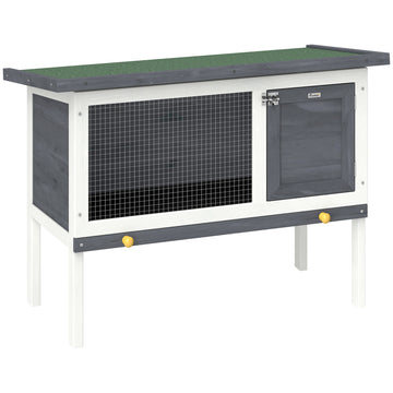 Verhoogd konijnenhok met bitumendak en lade | Kleur: Grijs | Afmetingen: 45x90x65 cm