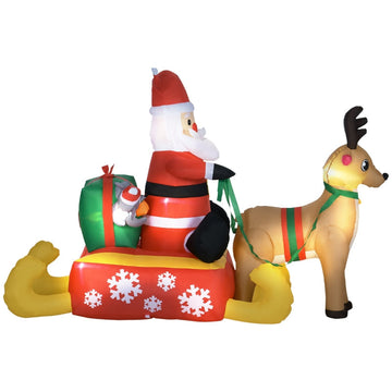 Grote opblaasbare kerstdecoratie voor tuin met LED | Kleur: Rood | Afmetingen: 72x190x122 cm