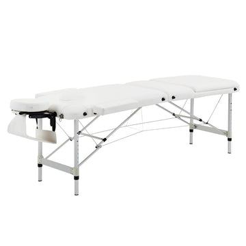 Opvouwbare massagetafel met verstelbare hoogte | Kleur: Wit | Afmetingen: 215x60x61-84 cm
