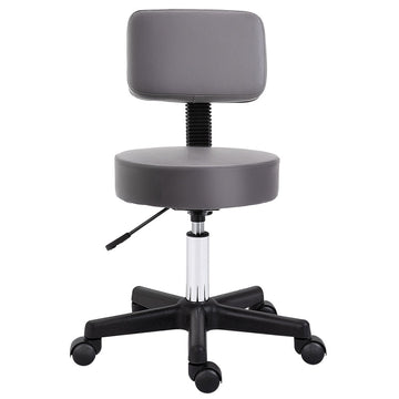Ronde salonkruk - Verstelbaar, draaibaar met wielen | Kleur: Grijs | Afmetingen: 35x35x72-84 cm