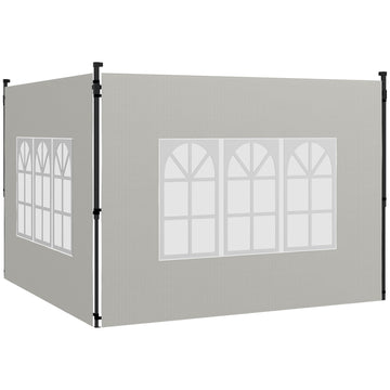 Paviljoen zijwanden 2-delig 3x3/3x6 m met ramen | Kleur: Wit