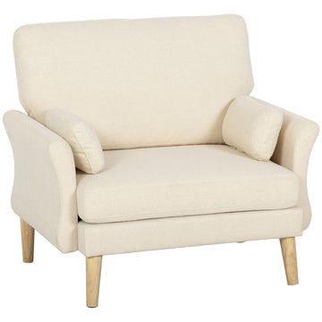 Fluwelen fauteuil met houten poten | Kleur: Cremewit | Afmetingen: 80x103x88 cm