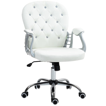 Ergonomische bureaustoel met armleuningen - Witte kunstleren stoel | Kleur: Wit