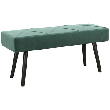 Schoenenbank met fluwelen look en X-patroon - Groen | Kleur: Groen | Afmetingen: 100x36x45 cm