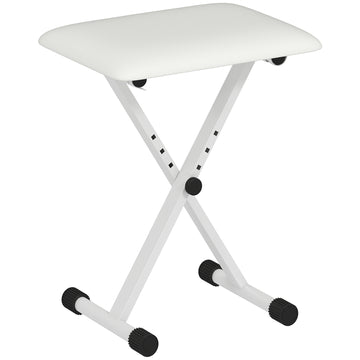 Verstelbare pianokruk - inklapbare klavierbank | Kleur: Wit | Afmetingen: 29x39x37-47 cm