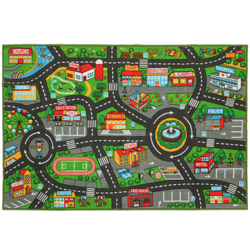 Krabbelmat baby met stadsprint | Kleur: Grijs | Afmetingen: 150x200x0,5 cm