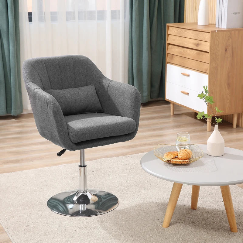 Drehbarer Bürostuhl mit Armlehnen | Farbe: Dunkelgrau | Abmessungen: 60x60x79-91 cm