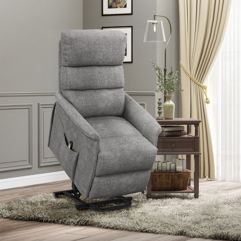 Elektrisk lyft- och reclinerfåtölj | Färg: Grå | Mått: 66x90x96 cm
