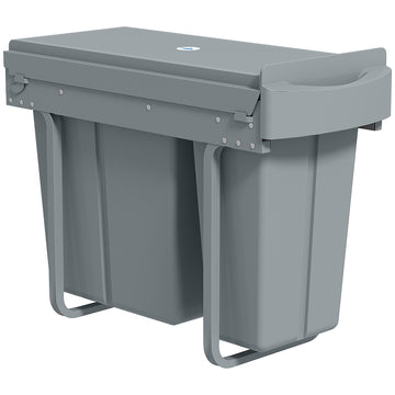 Uitschuifbare afvalbak 30L met 2 bakken - Grijs | Kleur: Grijs | Afmetingen: 26x52x40.8 cm