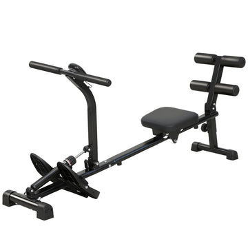 2-in-1 roeimachine voor sit-ups, 12 niveaus | Kleur: Zwart | Afmetingen: 61x155x63 cm