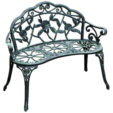 Metalen tuinbank voor 2 personen | Kleur: Antiekgroen | Afmetingen: 100x54x78 cm