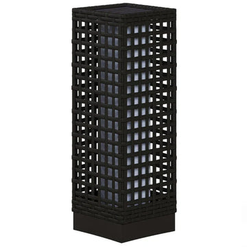 Solar buitenlamp met rattanlook | Kleur: Zwart | Afmetingen: 15,5x15,5x46 cm