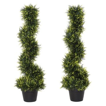 Kunstmatige spiraalceder 90 cm met pot | Kleur: Groen-zwart | Afmetingen: 18x18x90 cm