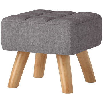 Voetenbankje - Grijze voetenbank met houten poten | Kleur: Grijs | Afmetingen: 27x27x26 cm