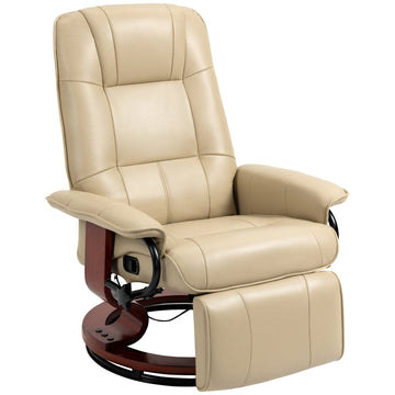 Bioscoopfauteuil met draaivoet en kunstleer | Kleur: Crèmewit | Afmetingen: 87x78x100 cm